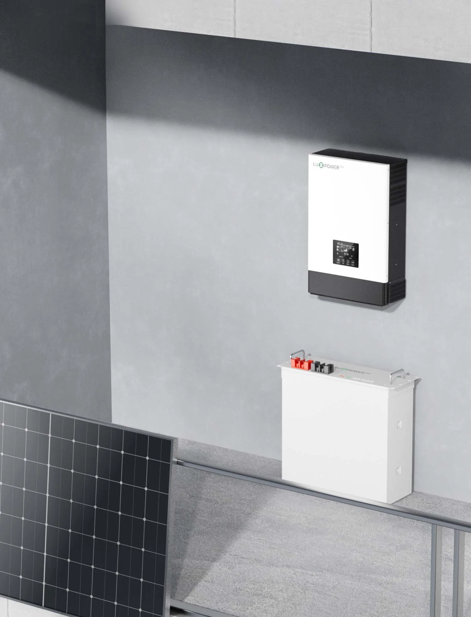 LuxPower inverter battery and solar panel system supported by LuxCloud monitoring