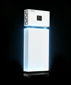 Eco Beast Pro inverter, battery and base shown separately in a manufacturer illustration