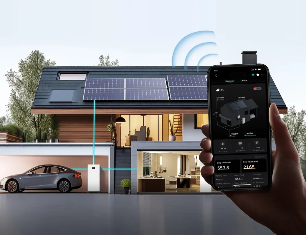 Manufacturer illustration of Eco Beast Pro solar monitoring through LuxCloud