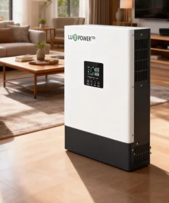 GETA off-grid inverter front and side, manufacturer illustration