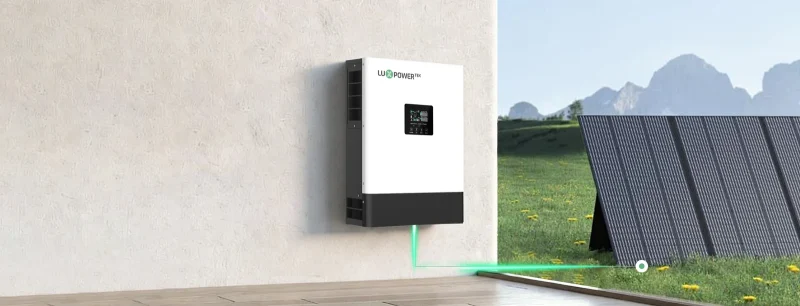 Manufacturer illustration of a GETA inverter with solar panels