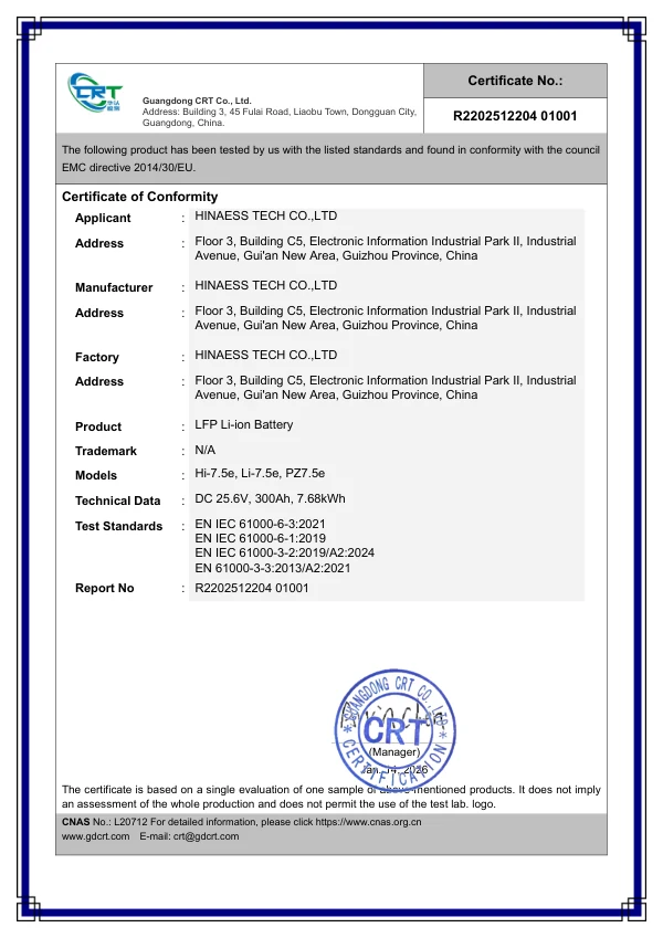 Li-7.5e EMC certificate